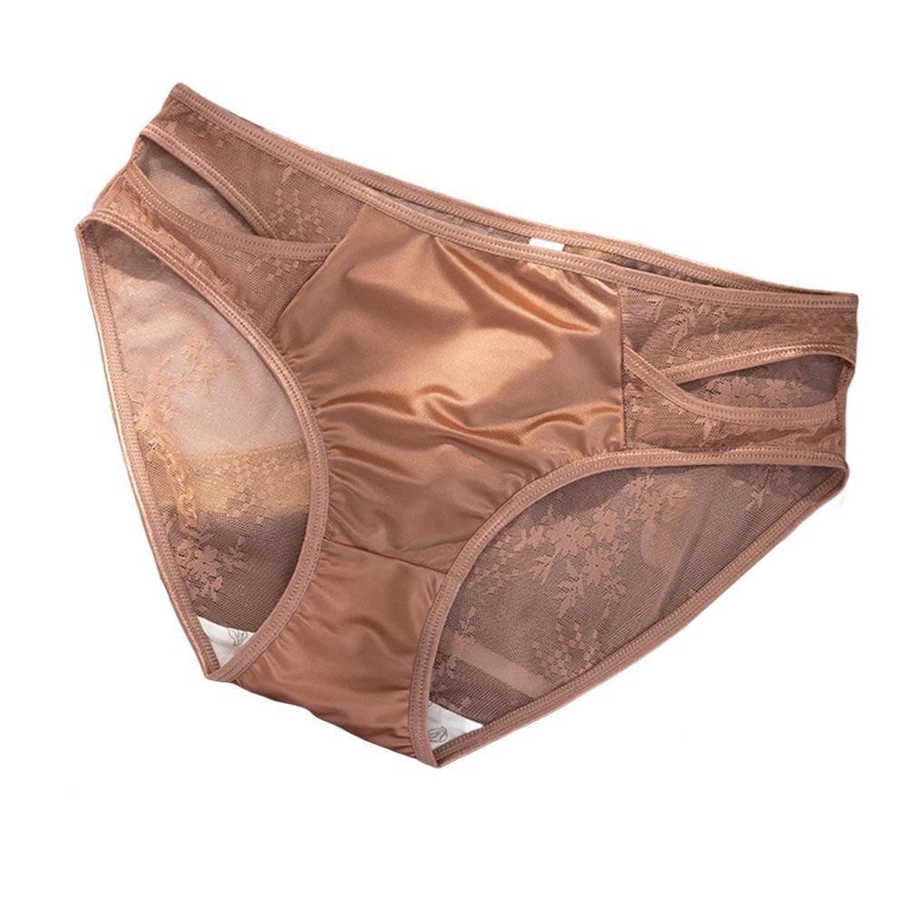 Mid Rise Women’s Lace Satin Underwear for Plus Size Breathable Triangle Pants