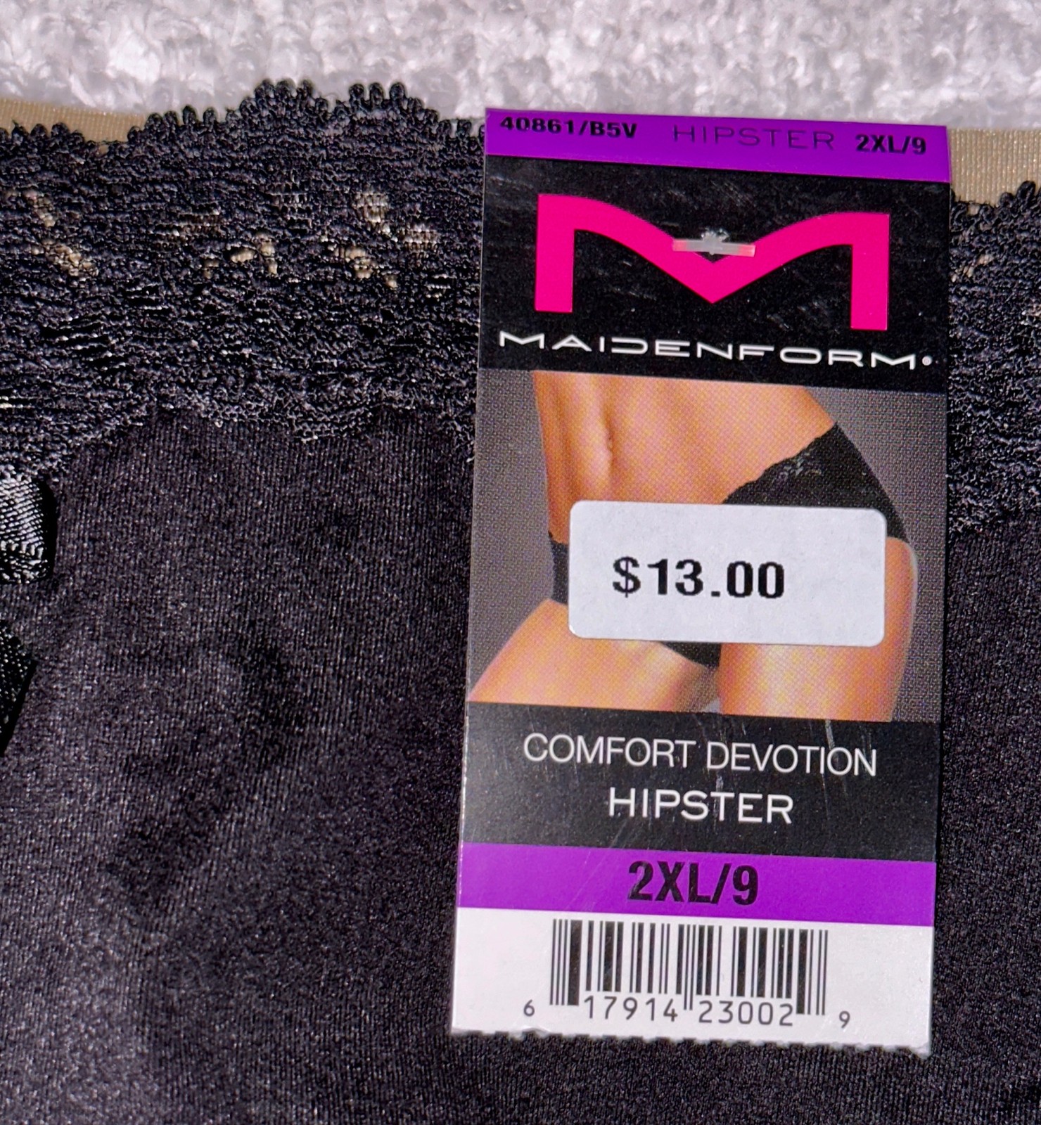 MAIDENFORM Comfort Devotion Embellished Black Hipster Panty Womens S M L XL 2XL