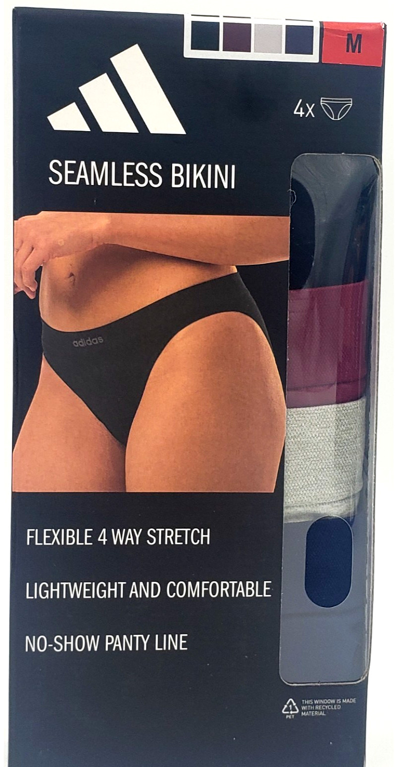 ADIDAS WOMENS SEAMLESS BIKINI UNDERWEAR PANTIES 4-PACK 4-WAY STRETCH CHOOSE SIZE
