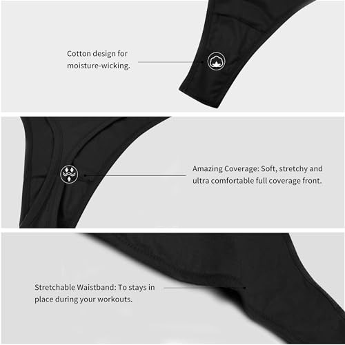 Women’s High Waisted Thong Panties – 95% Cotton 5% Spandex, T Large 6*pcs-as