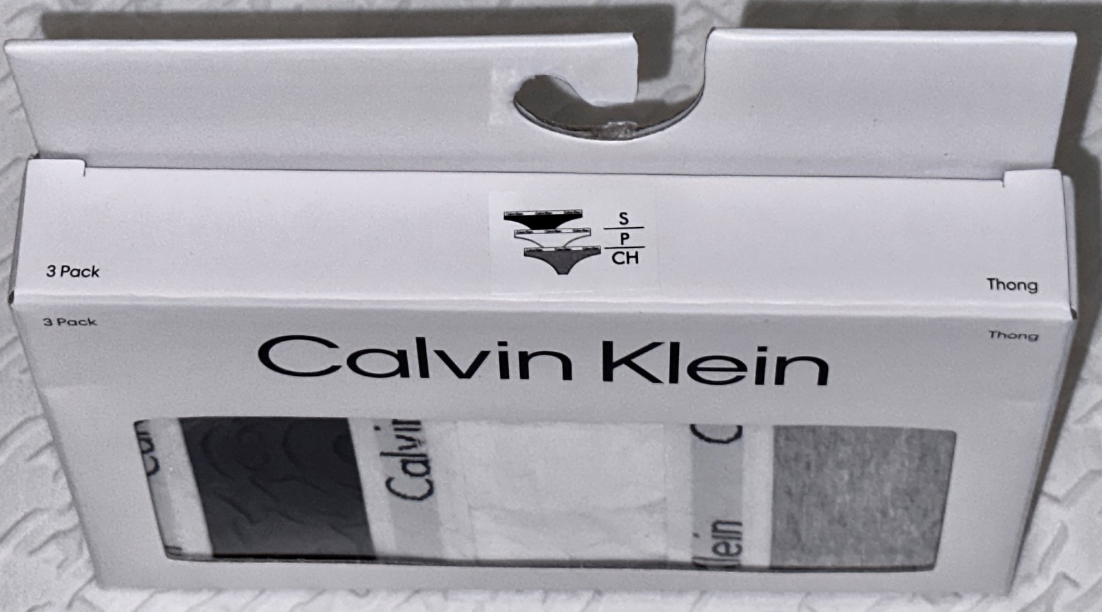 CALVIN KLEIN Carousel Cotton Grey White Black 3 Pack Thong Panty Women Sz S L XL