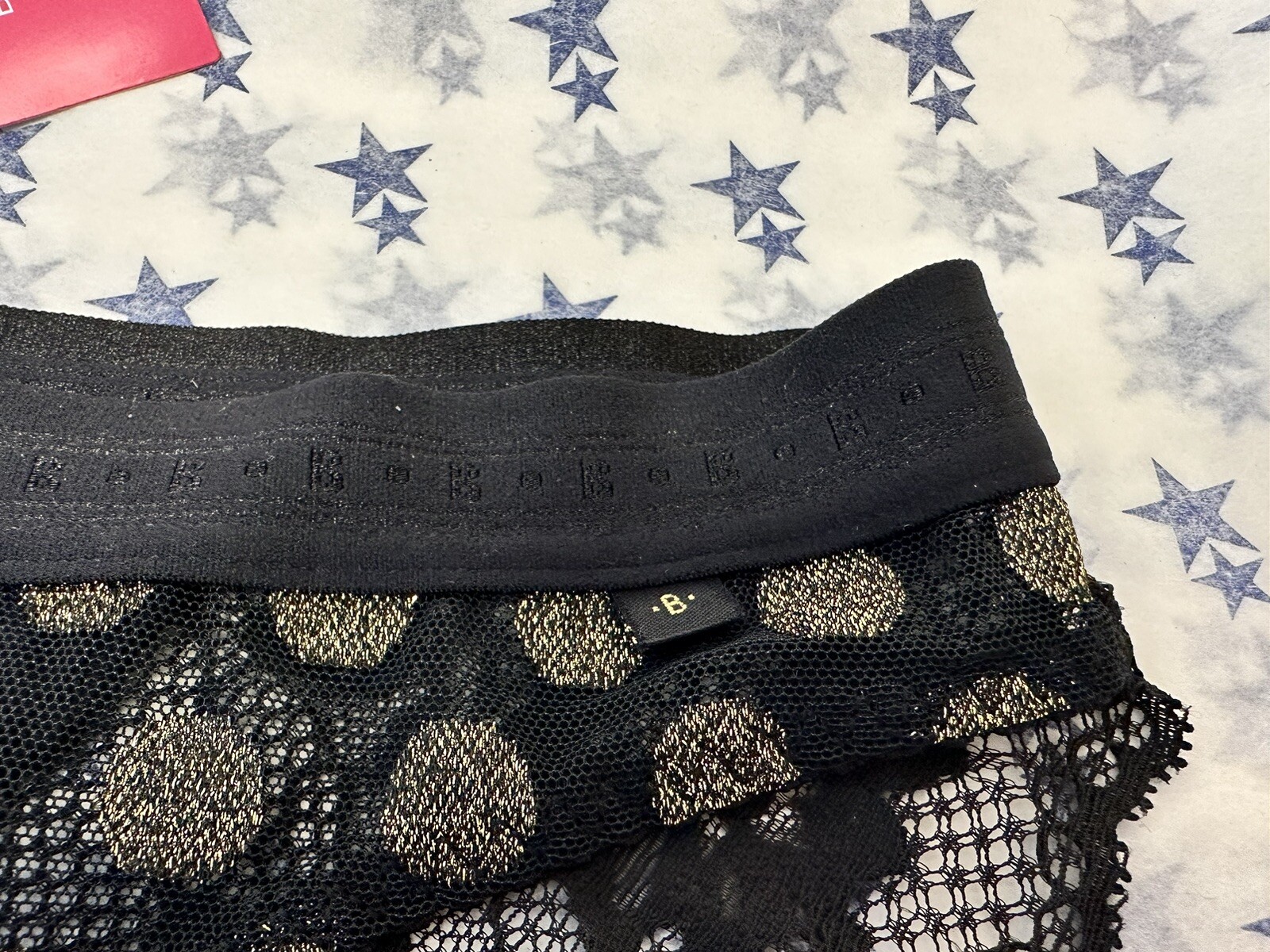 NEW! M&S B by Boutique Marks & Spencers black with gold circles bikini knickers