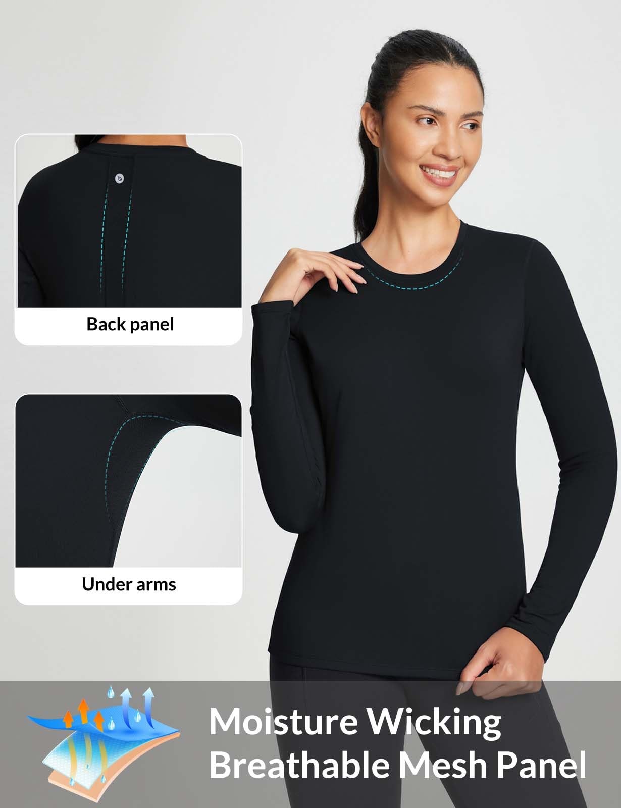 Women’s Thermal Shirts Fleece Lined Long Sleeve Winter Tops Cold Weather Runn…