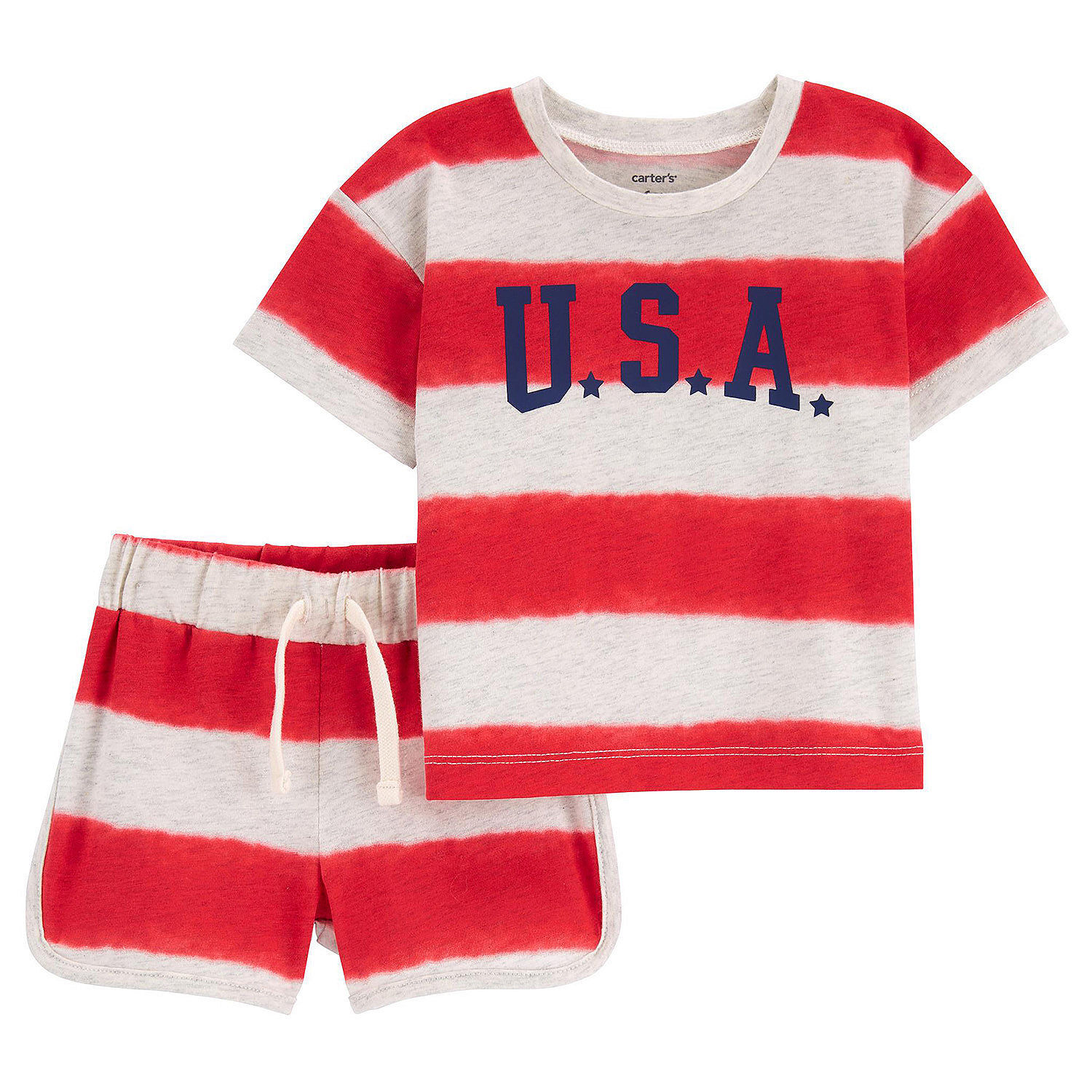 Carter’s Baby Boys 2-pc. Short Set sz 3 or 6m new nwt USA stripe red