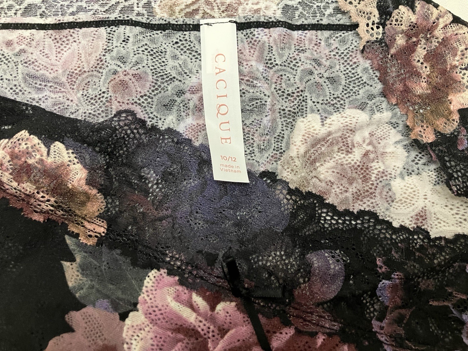 2 Lane Bryant Cacique Stretch Lace Hipster Panties Black Floral Size 10/12 NWOT