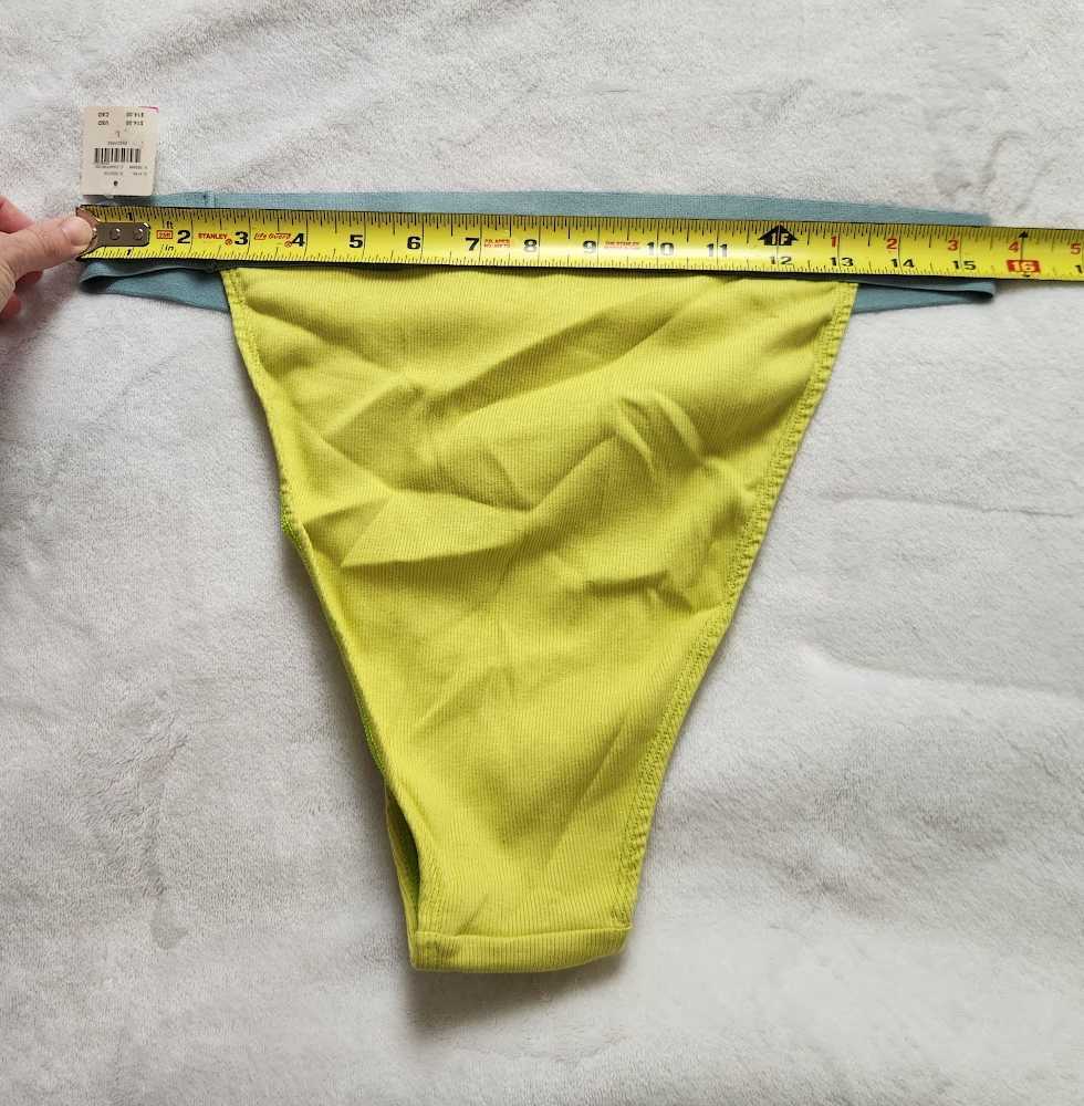 New women’s S M XL By Anthropologie ribbed cotton bikini panty Chartreuse