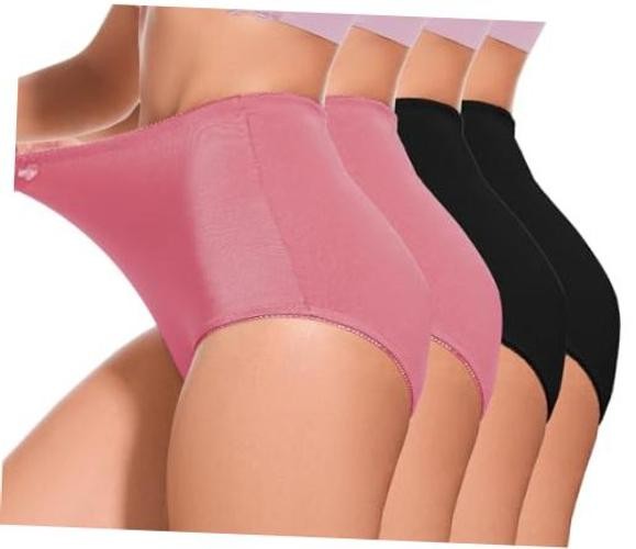 4Pack Women’s High-Waist Light Tummy Control Girdle 4X-Large 2black+2peach Pink