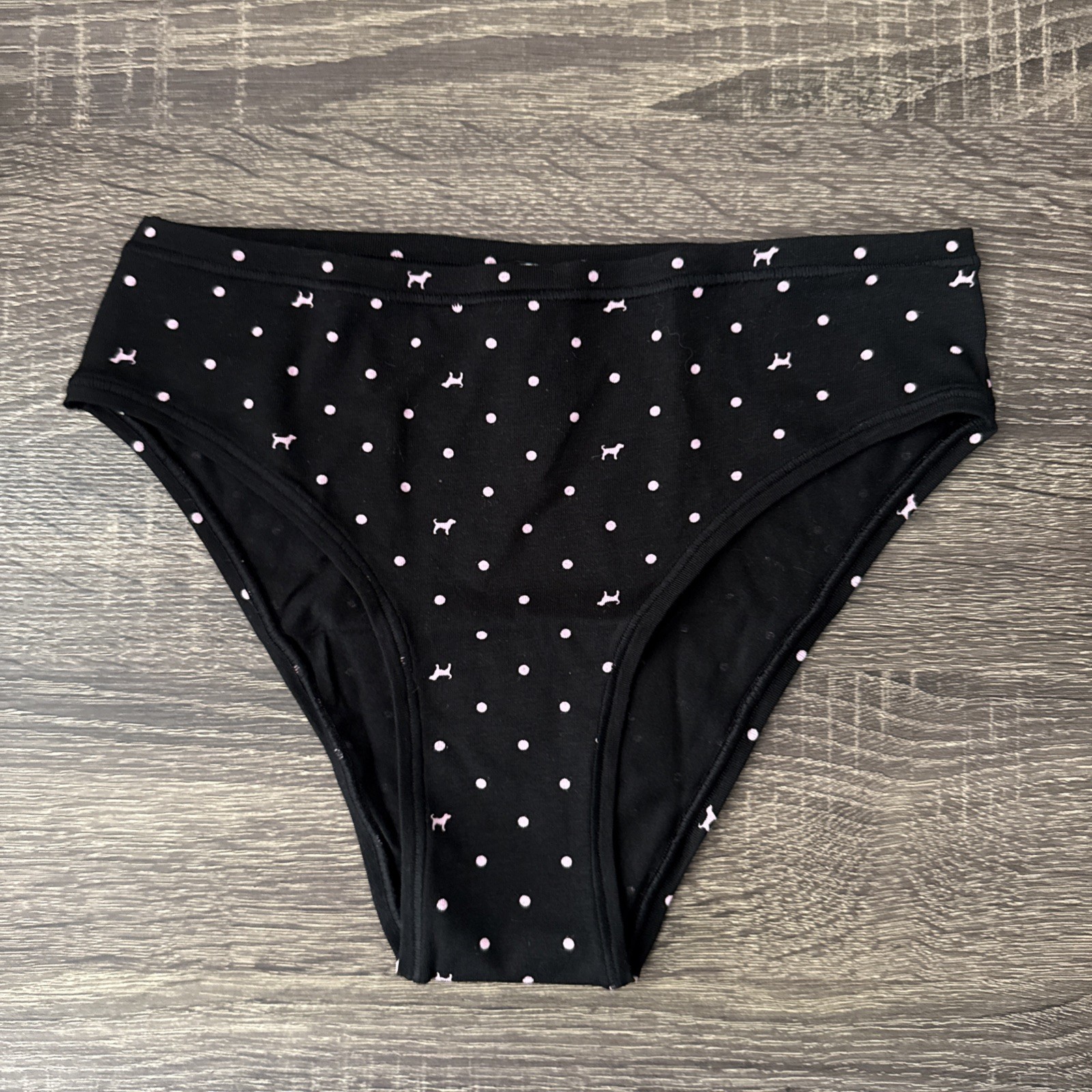 Pink By Victoria’s Secret, Small, Black Polkadot Cotton Stretch, Cheeky Panties
