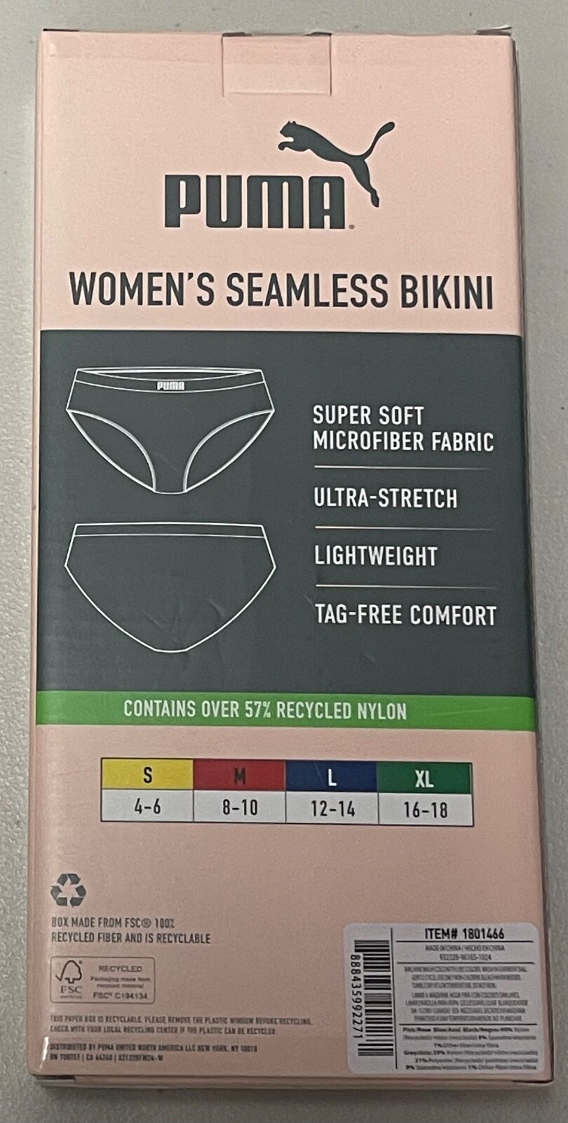 Puma Women’s 4-Pack Seamless Bikini, Multicolor, Size XL