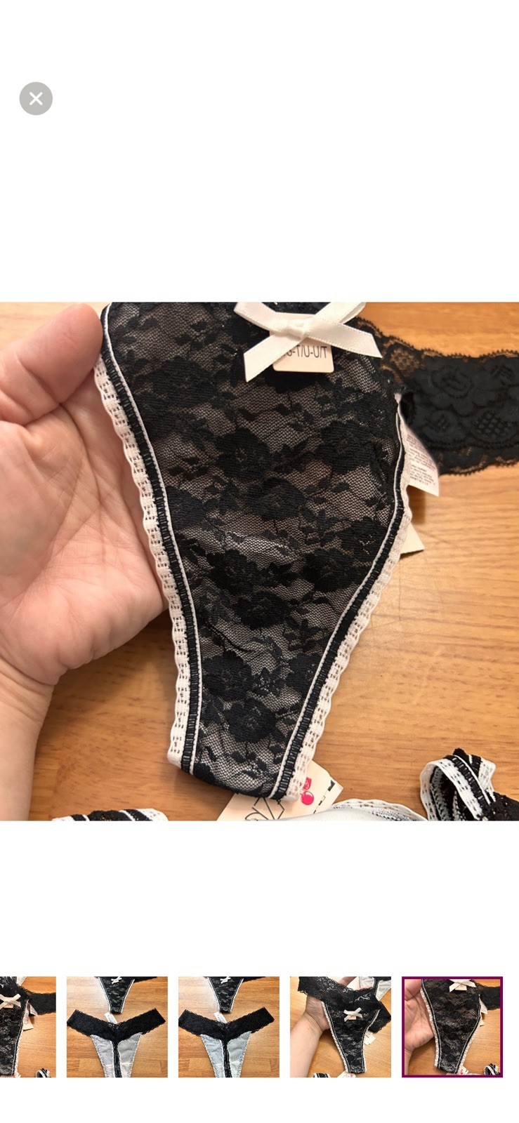 La SENZA Black Lace Panties with White Bow 3-Pack size S