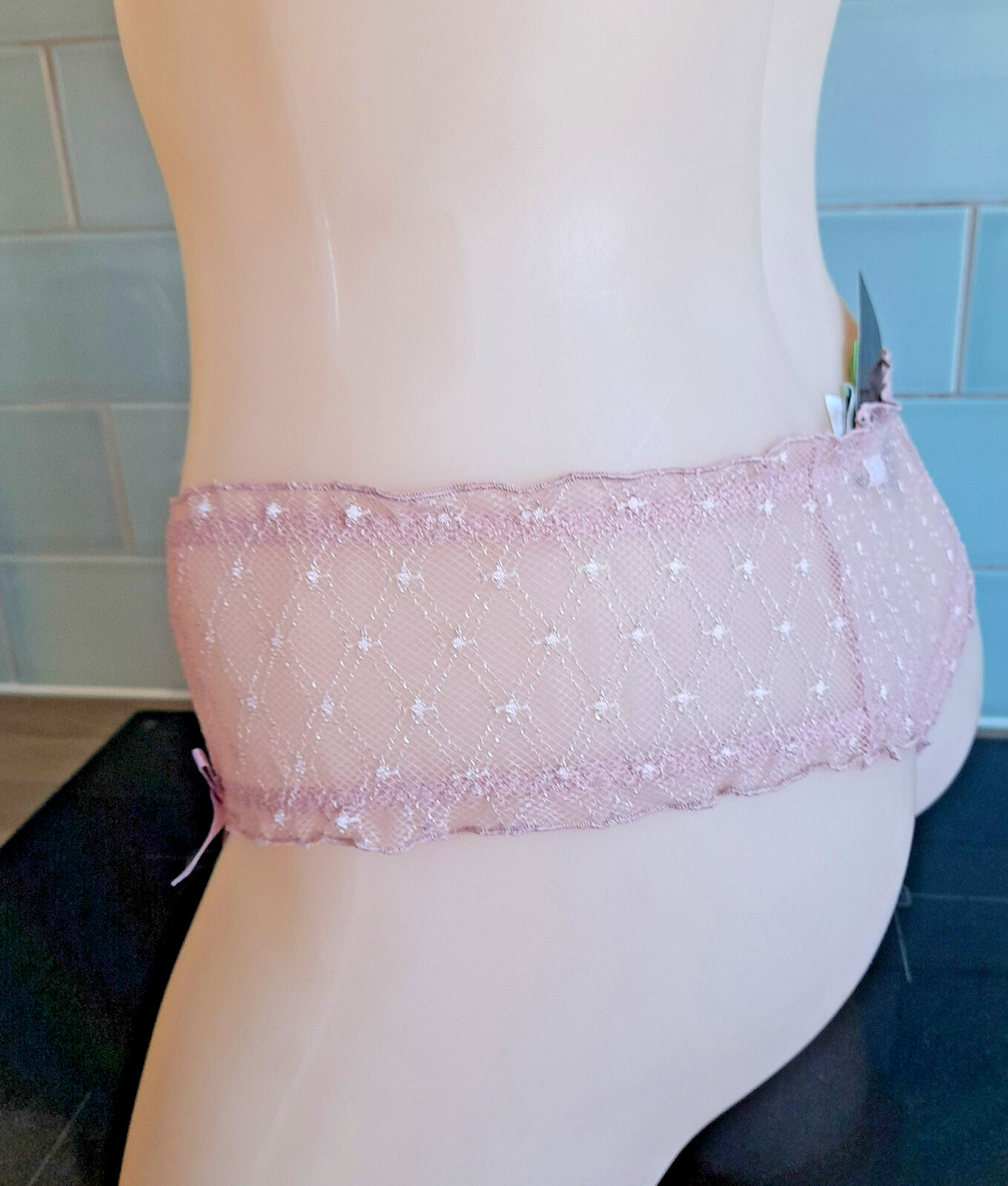Verdissima STARRY NITE Sheer Wide Sided Pink Lace Hipster Thongboy M