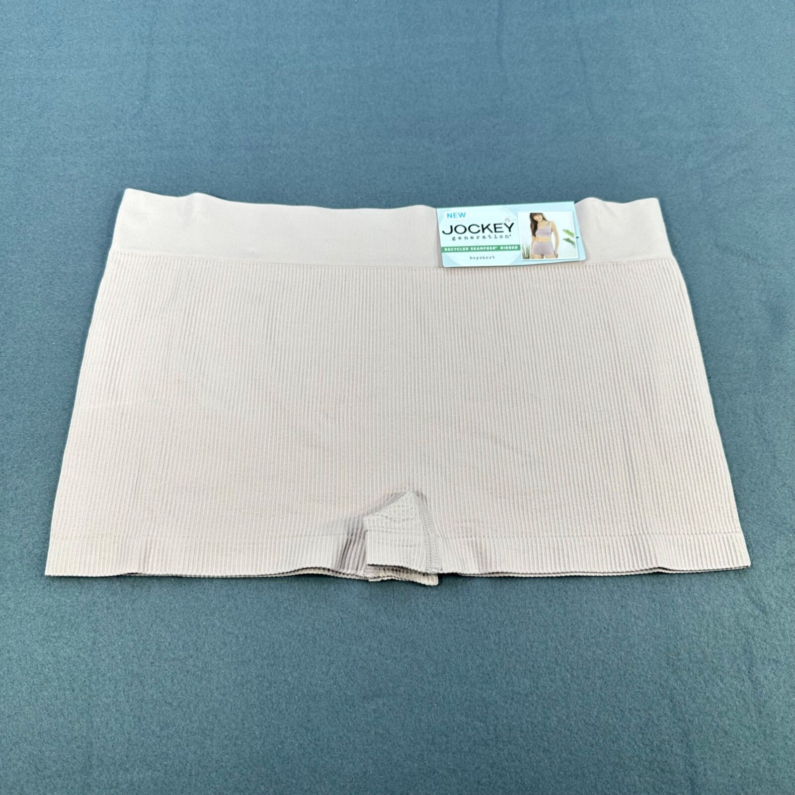 Jockey Womens Size XL Panty Boyshort Generation Seamfree Ribbed Beige New