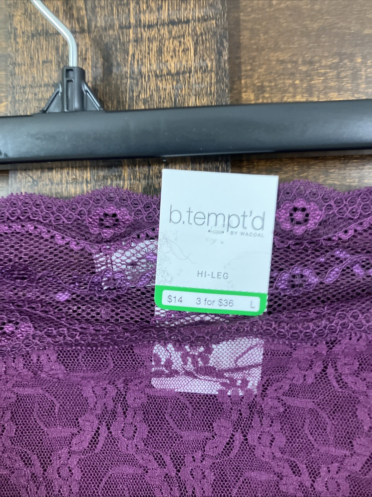 b.tempted By Wacoal Lace Kiss Hi-Leg Panties Burgandy Womens Size L/7