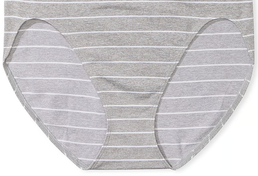 L Grey White Stripe SEAMLESS NO SHOW Victorias Secret High-Leg Waist Brief Panty