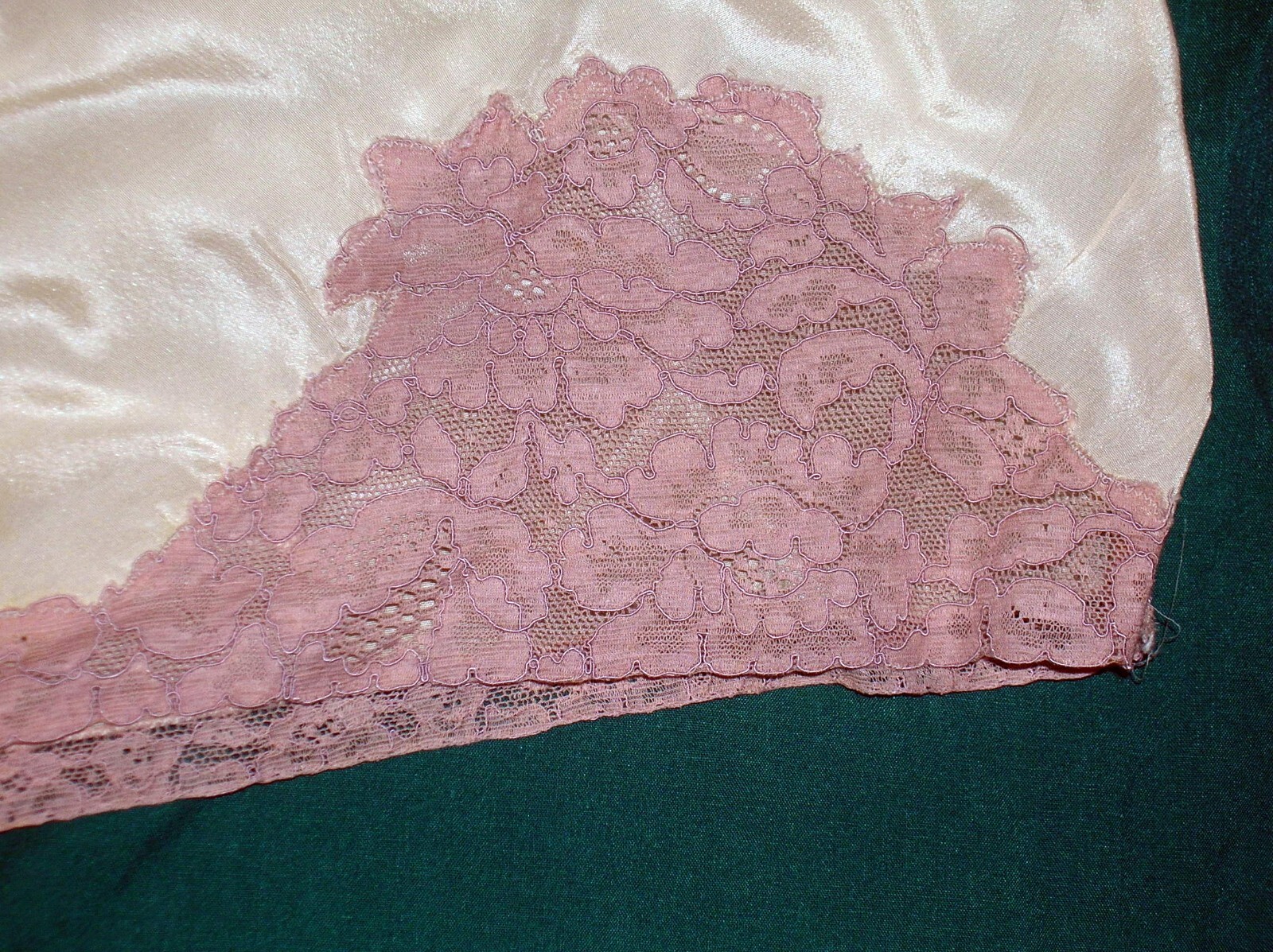 Art Deco Flapper Silk/Satin Lace Trim, side button, Under garment Beige Rose #B