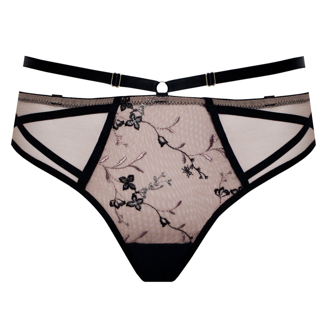 Samanta Antinea Transparent Embroidered Tanga Panty New Womens Lingerie M300