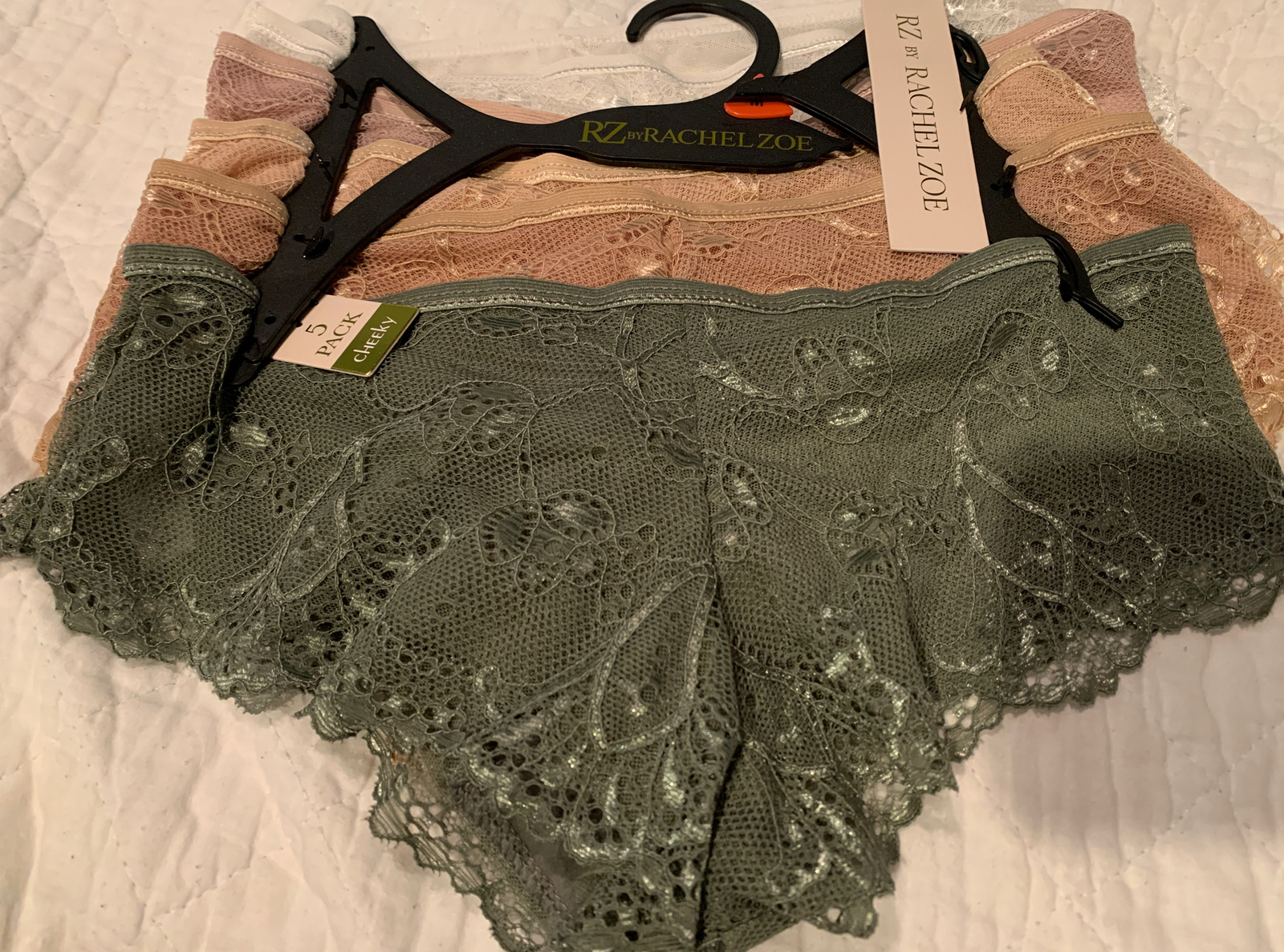 RZ By Rachel Zoe 5 Pack Cheeky Lace Panties Underwear Size Medium Nylon Spandex