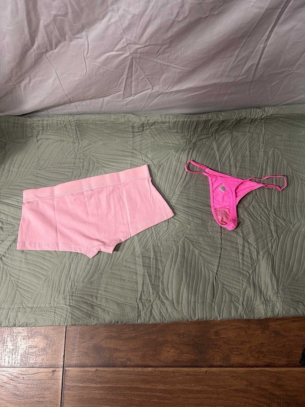Fashion Nova Women’s 2 Pack Pink Solid Panties Boyshort+Thong S/M Cotton Blend