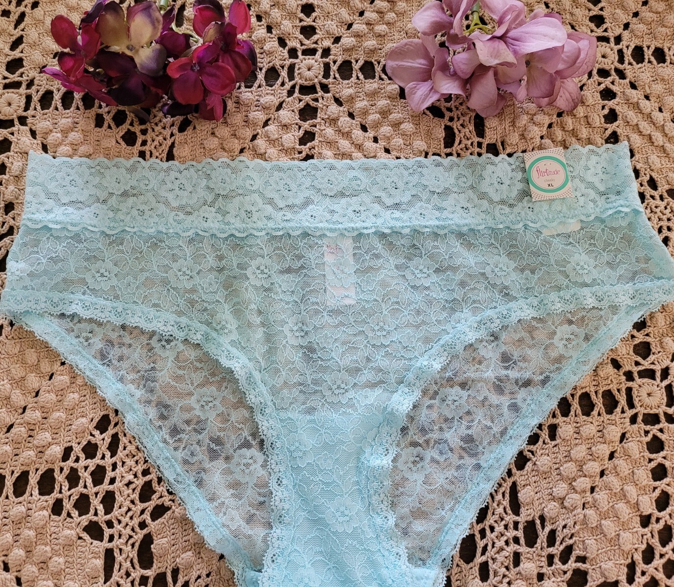 FLIRTITUDE SeXy See Thru Peek a Boo XXL/9 ChEEky LuXe Lace Panties ~ NWT