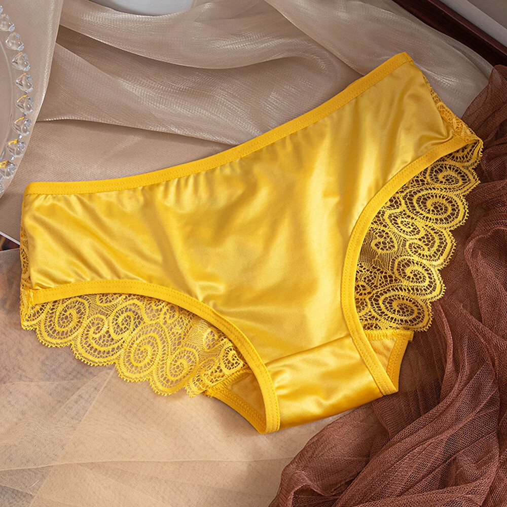 Satin Briefs G-string Lace Panties Thongs Underwear Hollow Breathable 8 PCS