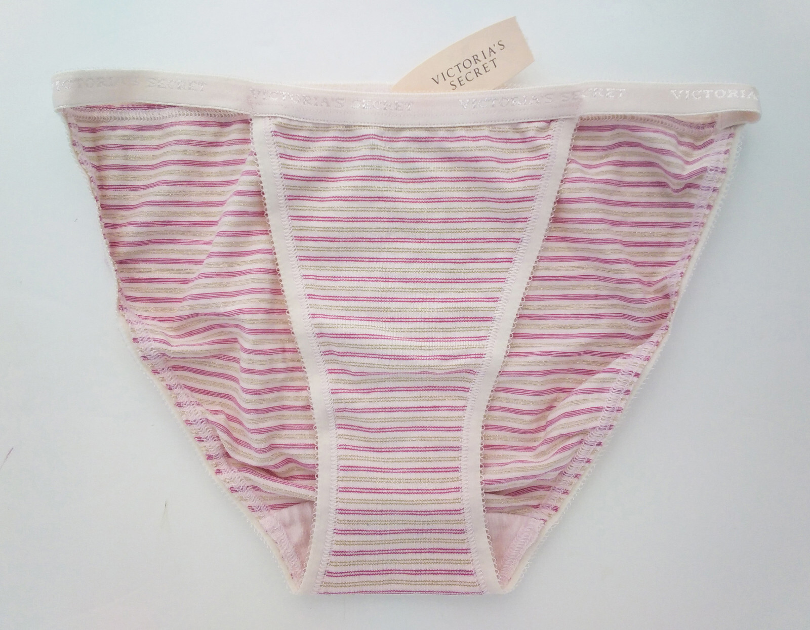 Victoria’s Secret VS Cotton String Bikini Panty Pink Stripe XS VINTAGE