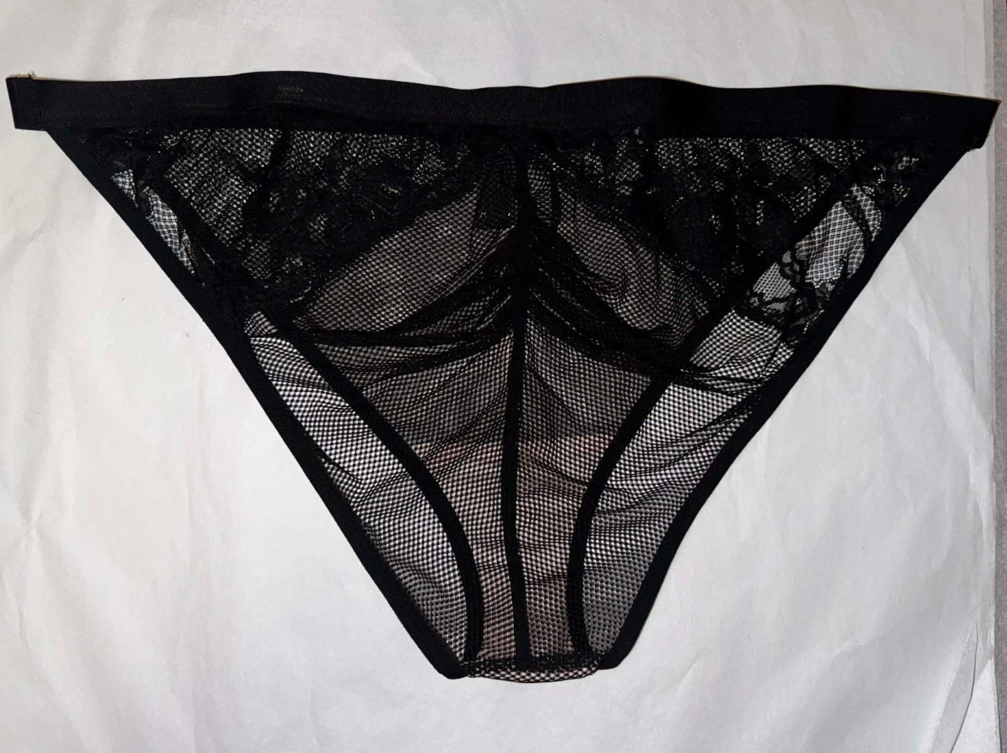 TORRID Black Fishnet Mesh/Nude Lined Ruched BIKINI PANTY ~ nwt ~ Torrid Size 5