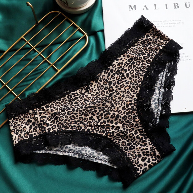 5PCS/LOT Womens Sexy Panties Brief Leopard Print Lace Underwear Lingerie Hipster