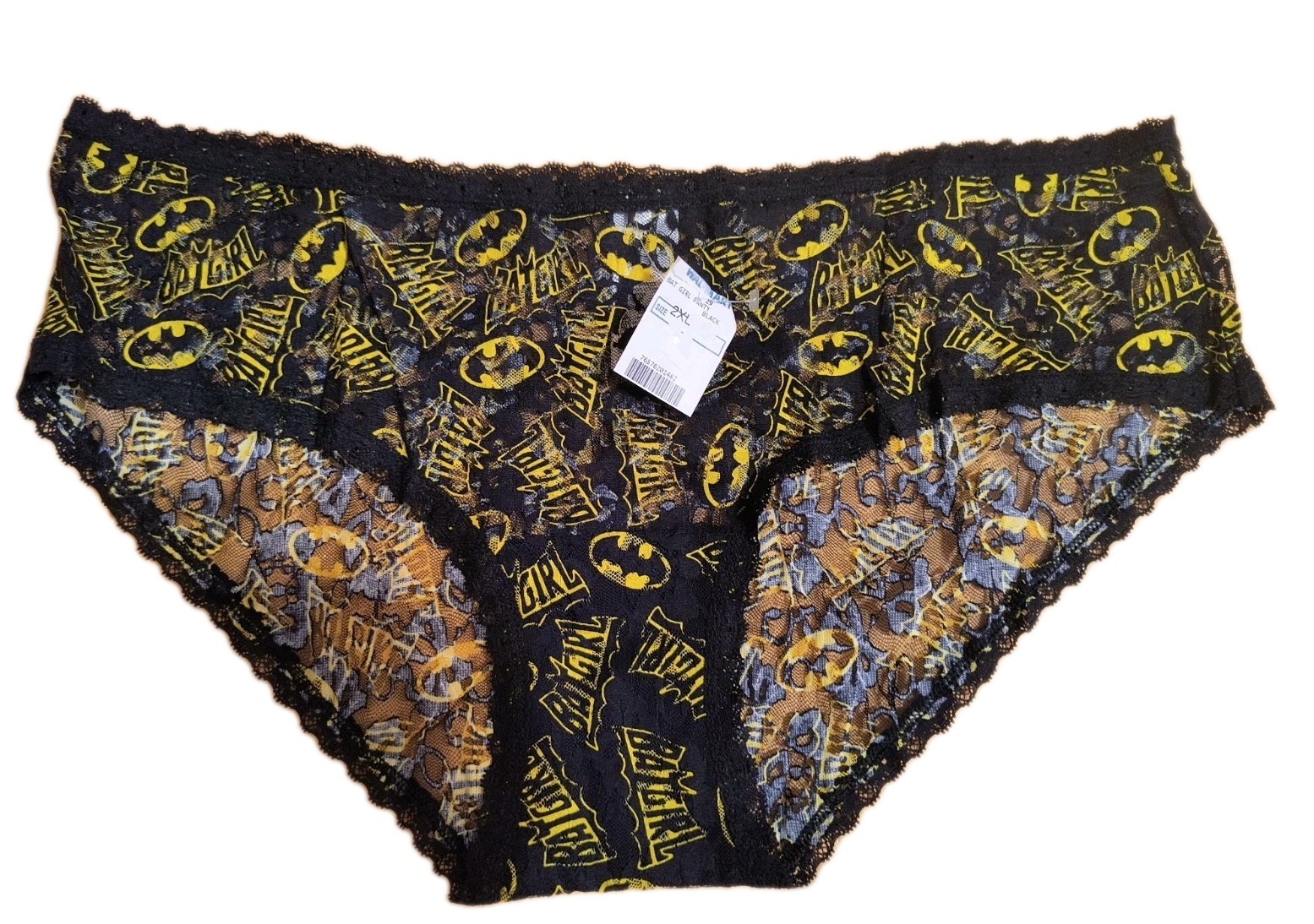 DC COMICS BATGIRL SUPERHERO BLACK SHEER SEAMLESS PANTY XXL (9) FREE SHIPPING!
