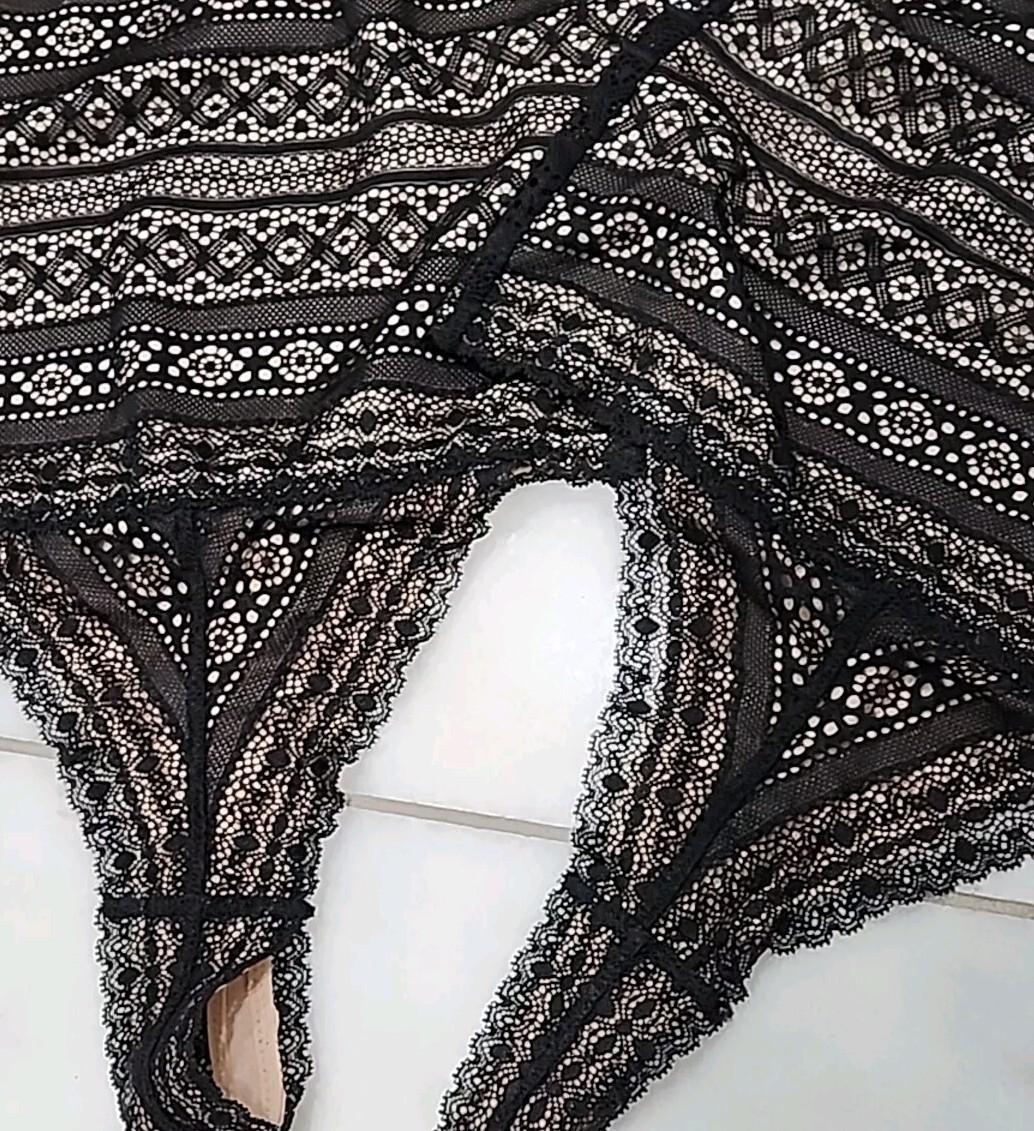 2 pack Popilush Shaperwear Panties High-waisted Underwear Lace Thong Black Sz S