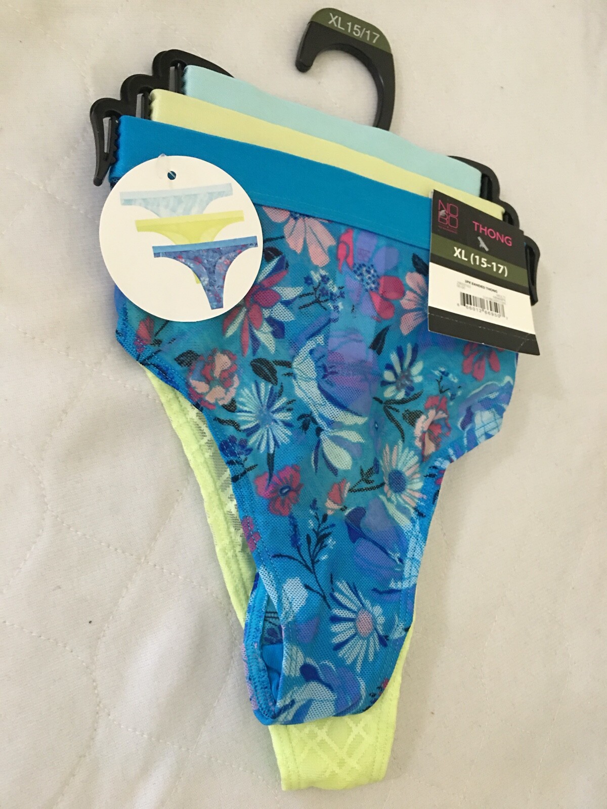 No Boundaries 3 Pairs Banded Thong Panties Mesh Designs Women Junior U pick