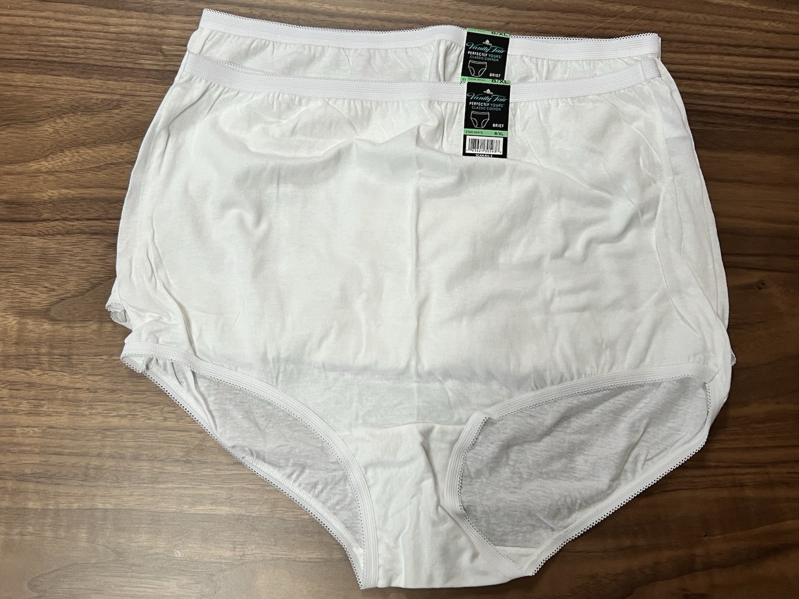 2~Vanity Fair Women’s Perfectly Yours Classic Cotton Brief 15318 8/XL White