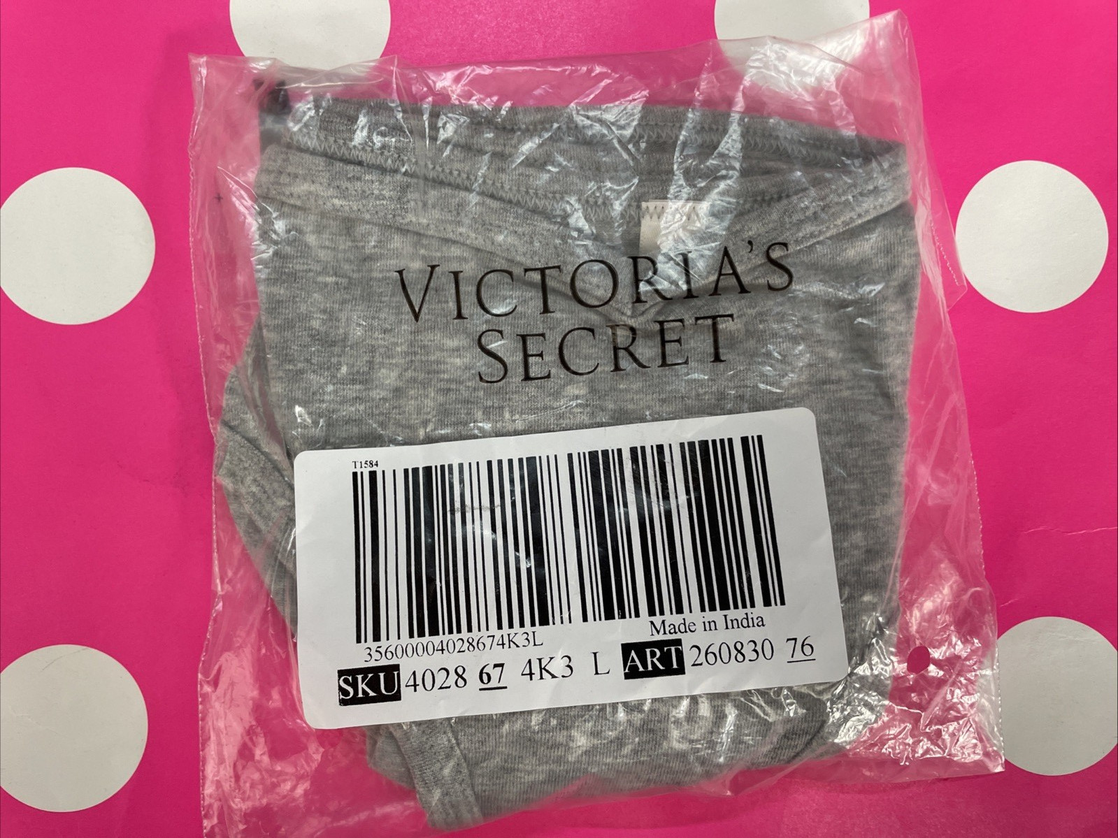 NEW 2020 Victoria’s Secret PINK V Front Bikini L Panties Light Gray Basic