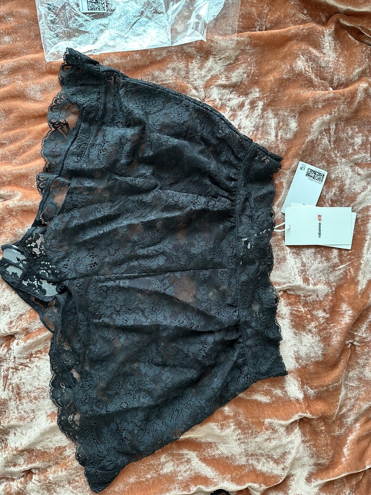 Rabanne x H&M UK10 US6 EU38 BLACK Lace shorts DESIGNER ONLINE EXCLUSIVE FAB BNWT