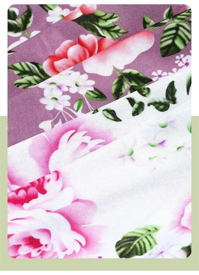 Bamboo Fiber Panties High Waist Floral Plus Size Breathable Women’s Underwear