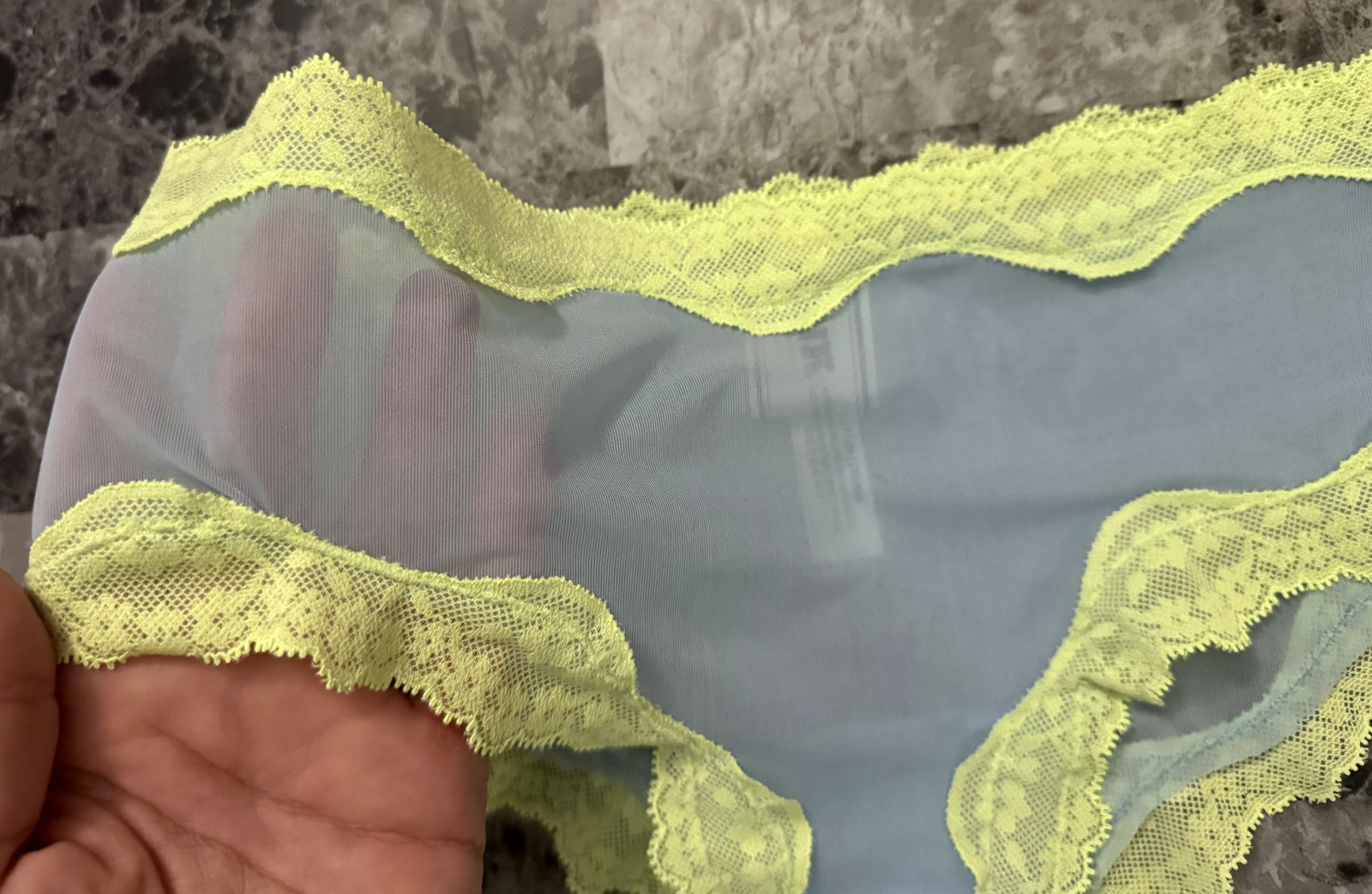 NWT VICTORIA’S SECRET PINK SHEER SMOOTH BLUE CITRON LACE CHEEKY PANTIES