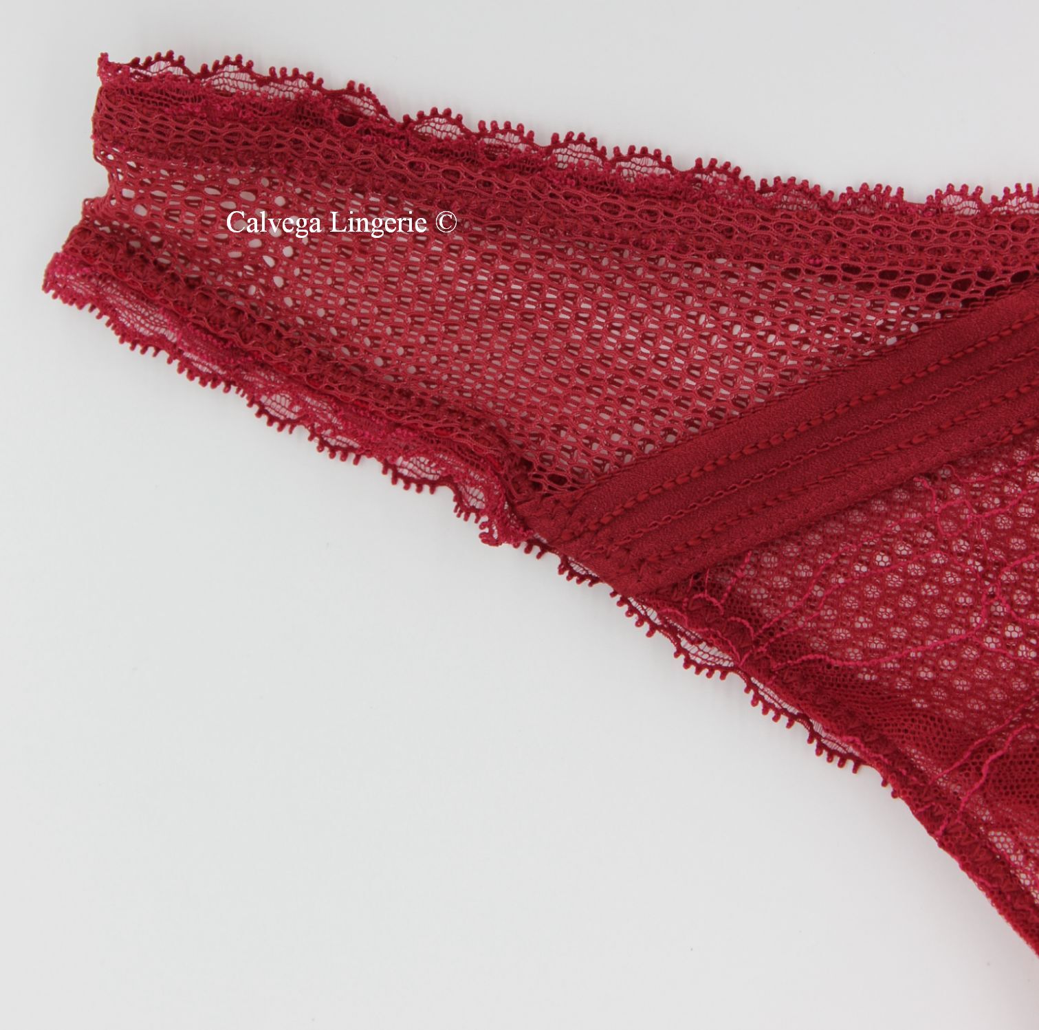 NWT Chantelle C16F90 “Tailor” Low Rise Lace Tanga Panty, Dark Red (030), XS
