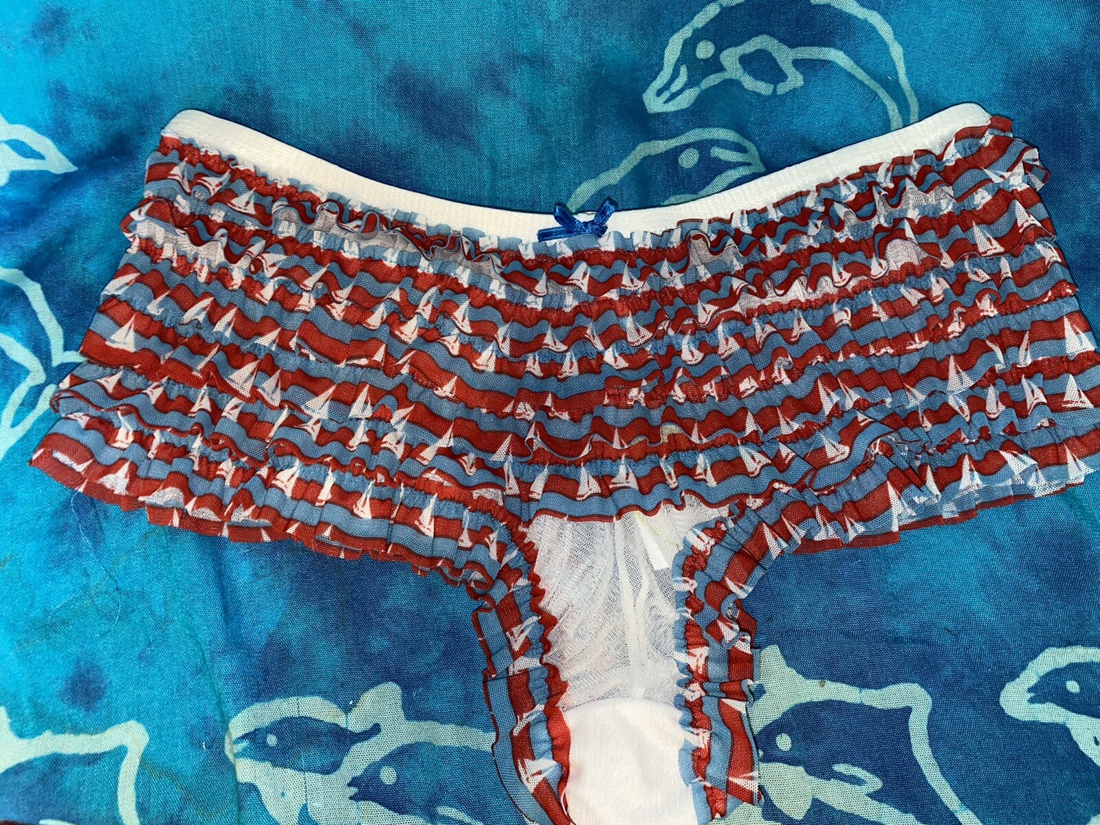nwt Honeydew Nautical Navy Sailboats Red White Blue Cheeky Boyshorts Panties M