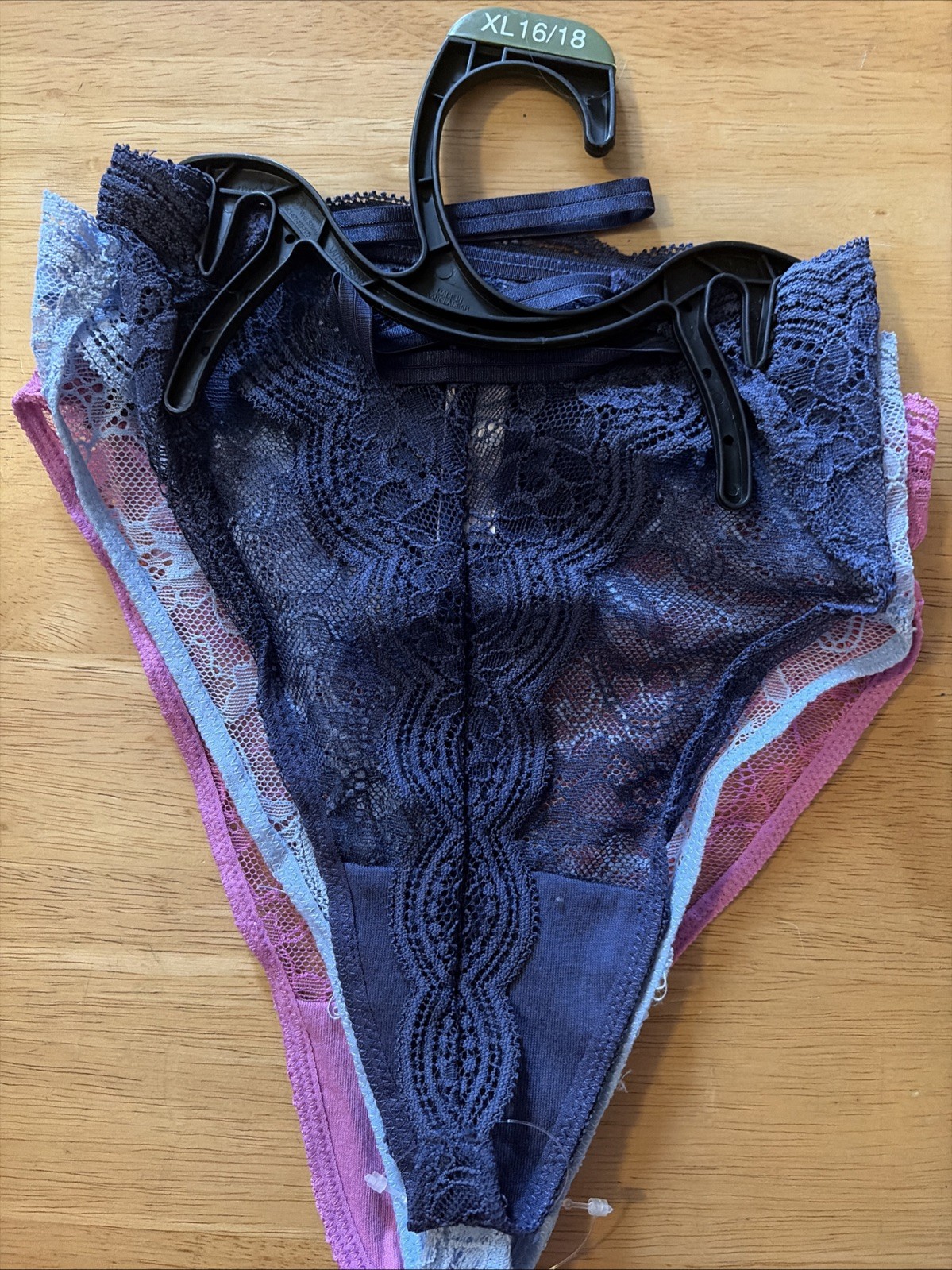 Joyspun Women’s String Thongs with Scalloped Lace 3- Pack Size XL