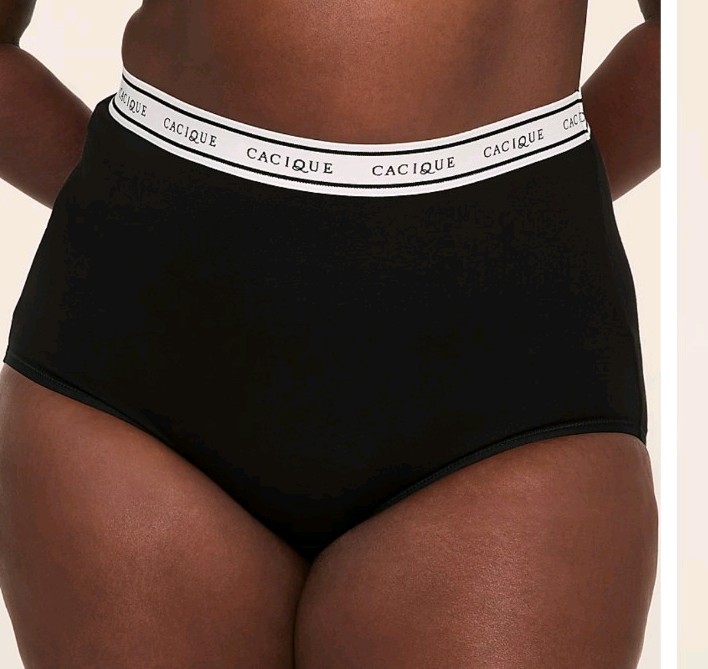4 Lane Bryant Cacique Cotton Full Brief Panty Wide Waistband 22/24 Black NWT