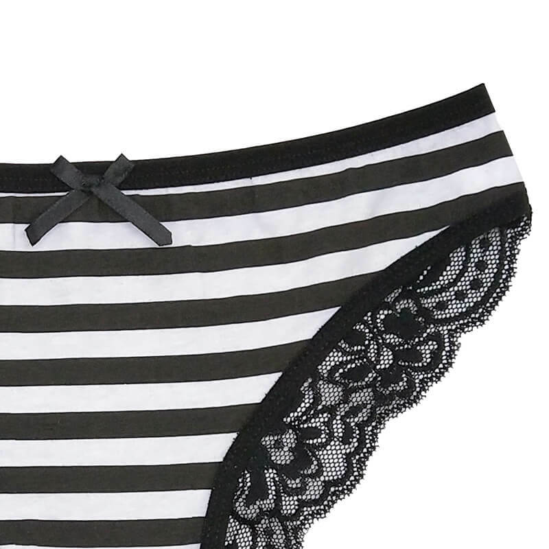 Cotton Lace Striped Knickers Briefs Bikini Brazilian Panties Gusset High Leg S