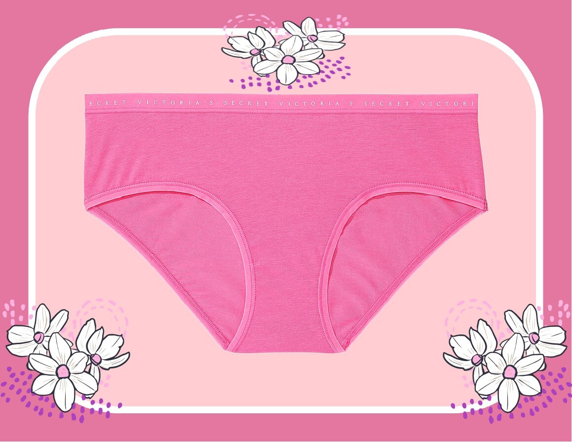 M Spring Pink Stretch Cotton LOGO Waist Victorias Secret Hiphugger Brief Panty