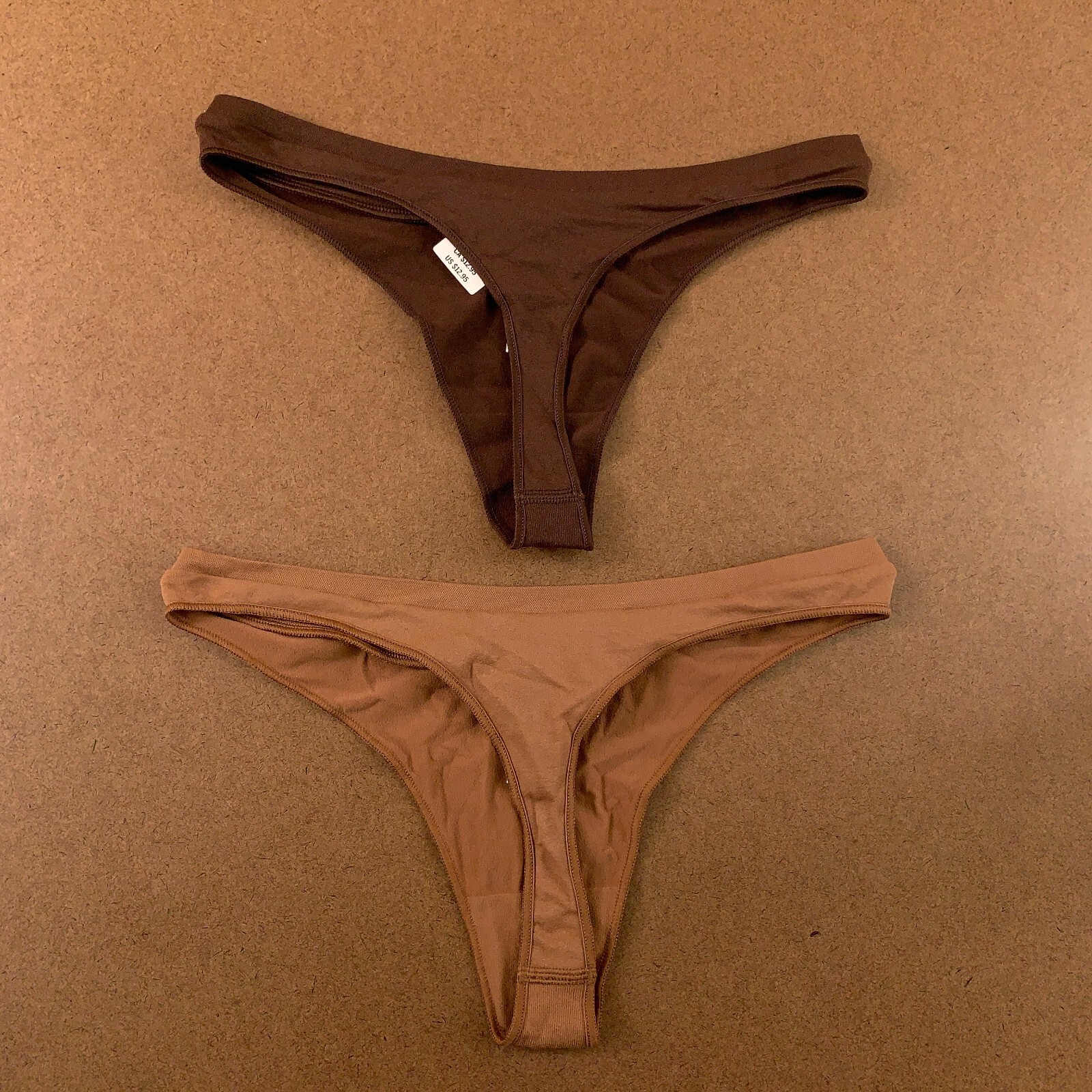 PINK Womens Size Small Brown Seamless High-Leg Thong Panty 2 Pack NWT
