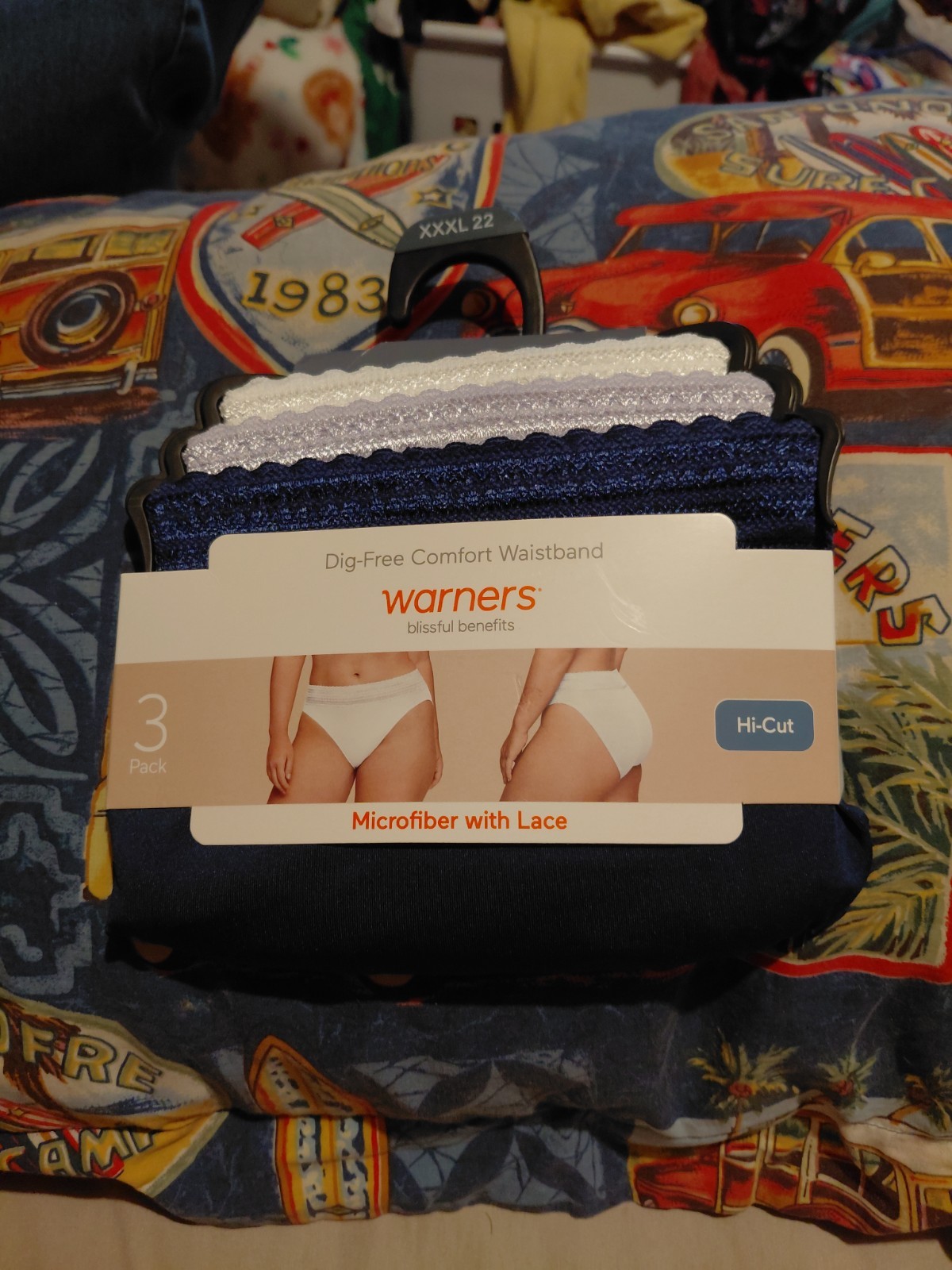 Warners Women 3pk Dig-Free Cotton Hi-Cut Lace Panties