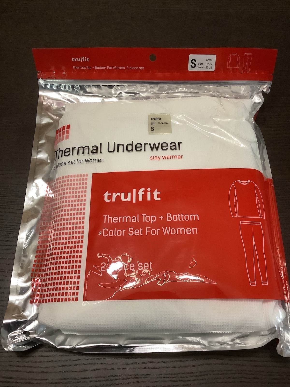tru|fit Women’s 2-Piece Thermal Underwear Set – Small – White – Long Johns