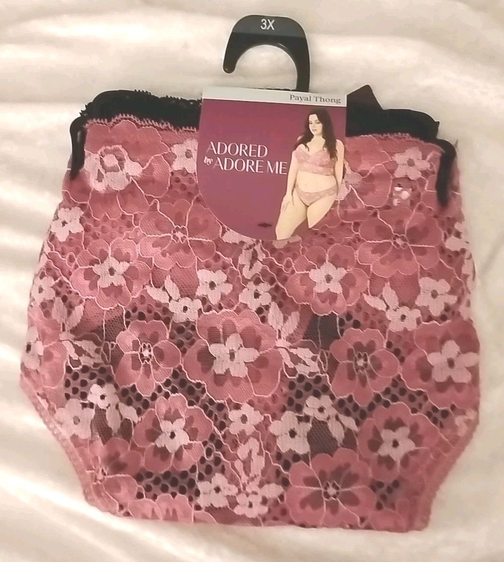 Adored By Adore Me Payout Thong Two-piece Set Plus Size 3x Pink And Black NWT