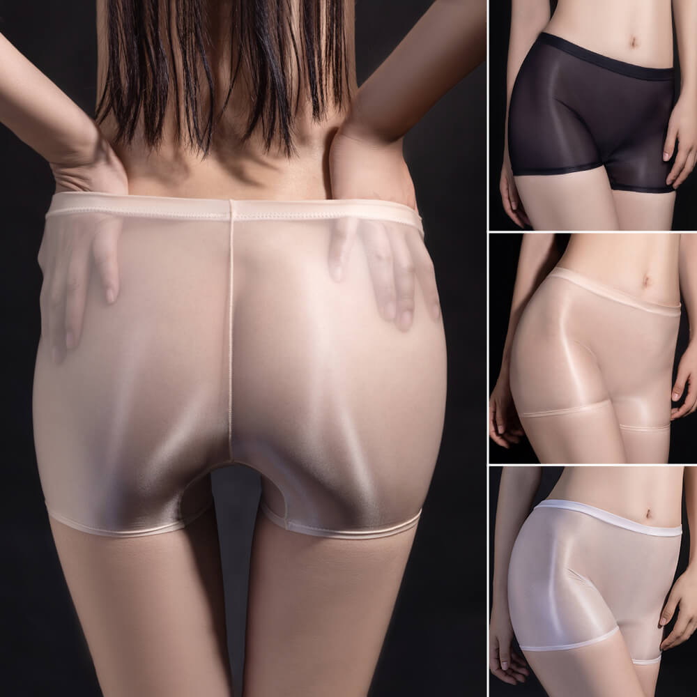 Women Ultra-thin Sheer See Through Underwear Shiny Panties Lingerie Boxer Shorts