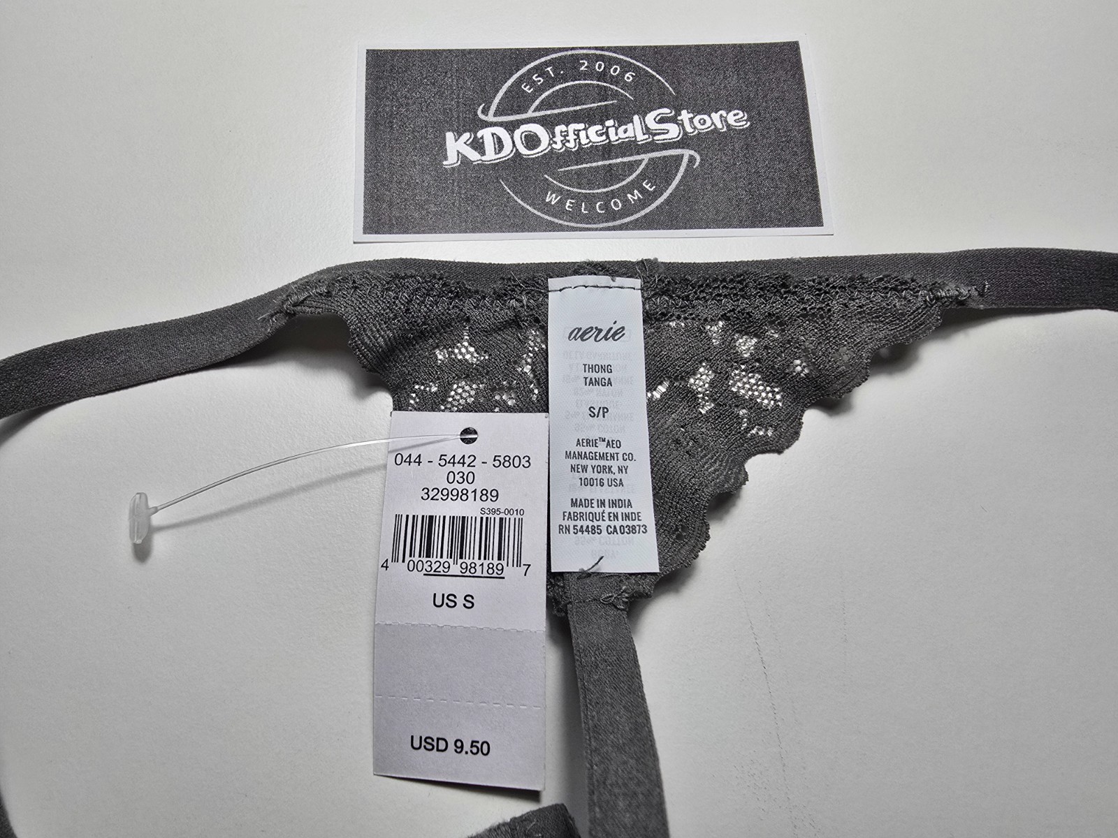 S American Eagle AERIE Cotton String Thong Undies Panties Dark Heather Gray