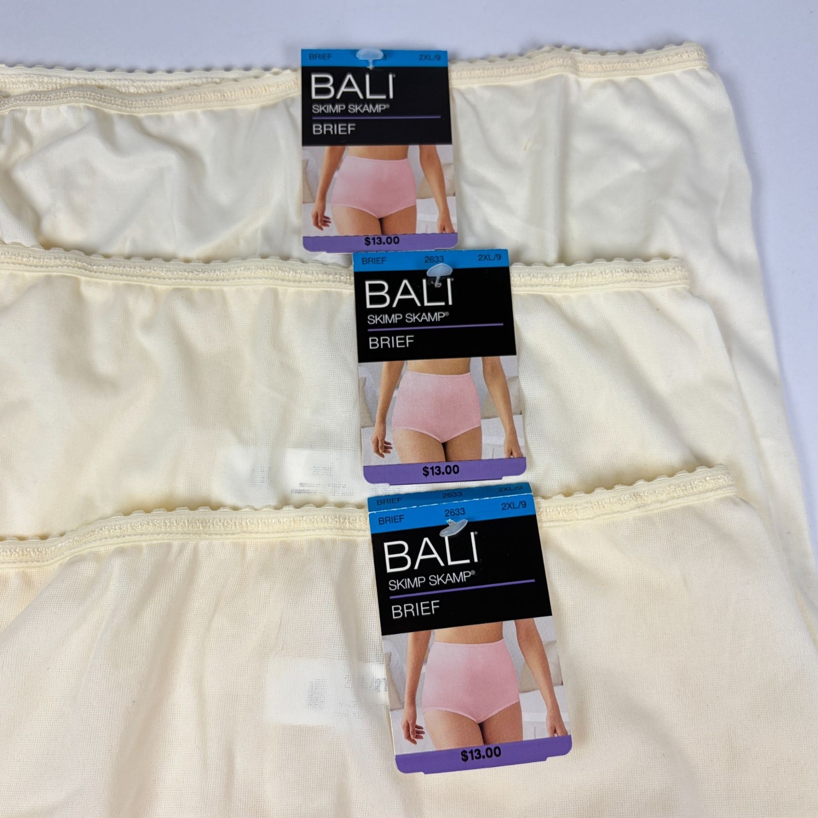 3 Bali Skimp Skamp Brief Size 2XL / 9 Full Coverage Panties 2633 Moonlight