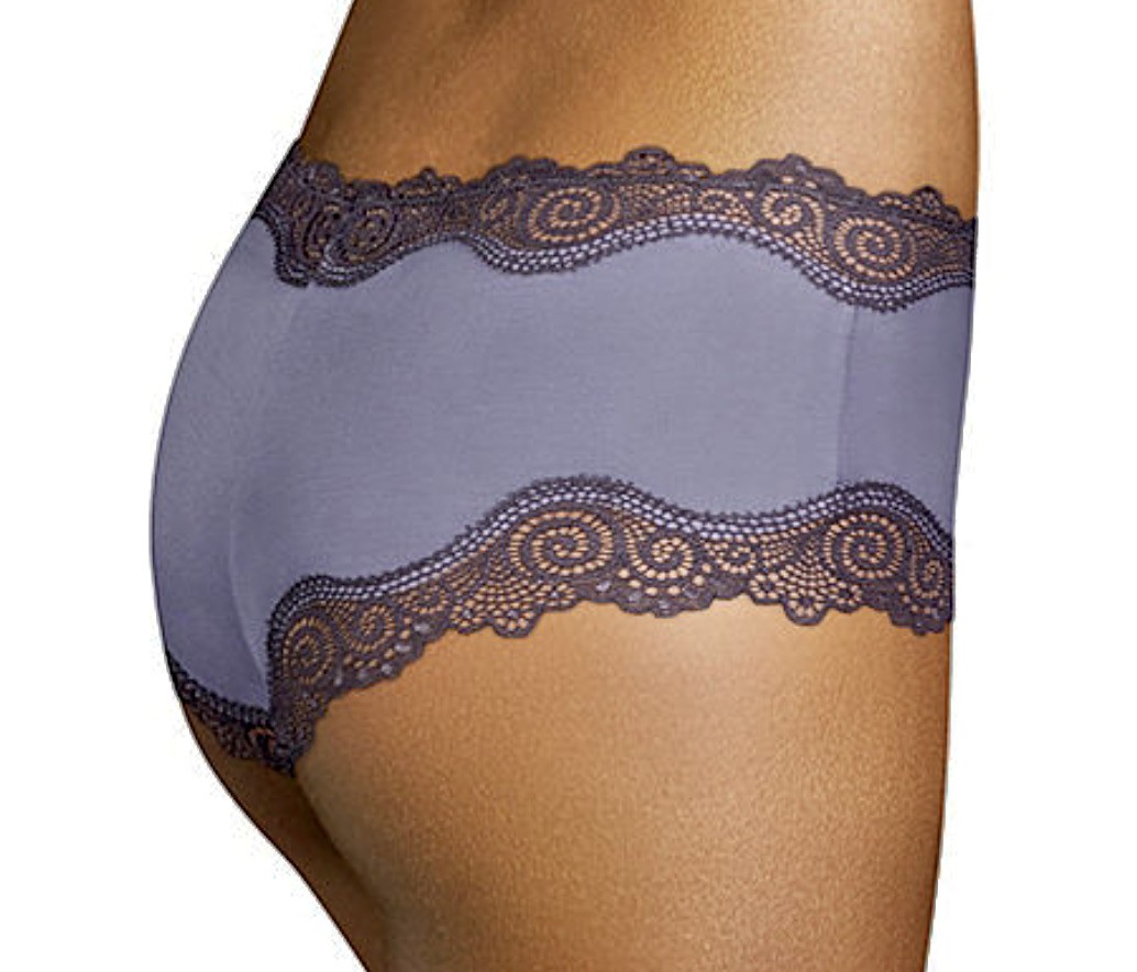 MAIDENFORM Scalloped Lace Trim Plum Grey Smoke Cheeky Hipster Panty Womens S 2XL
