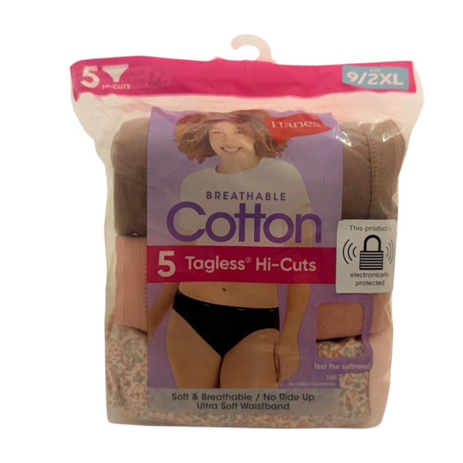 Hanes Womens Cotton Hi-Cut Panties 5 Pack Tagless Breathable Size 9/2XL